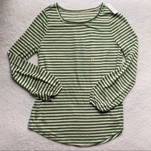 Sage Green and white Striped Loft Top